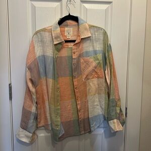 Billabong Green and Orange Casual Button Down Shirt